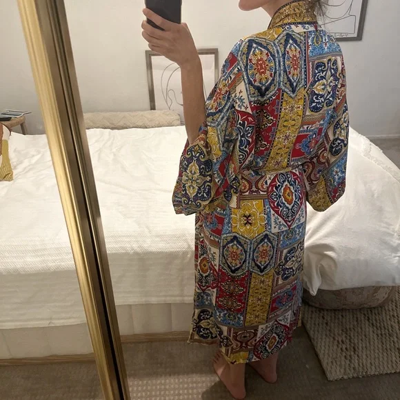 Robe with waist tie haute hippie bohemian pattern fancy loungewear California
